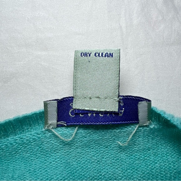Geneva 100% Cashmere 3/4 Sleeve Round Neck Sweater Turquoise Blue Womens Large - Picture 6 of 6